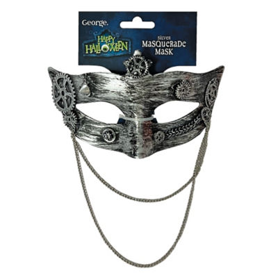 George Happy Halloween Silver Masquerade Mask RRP £2 CLEARANCE XL £1.50