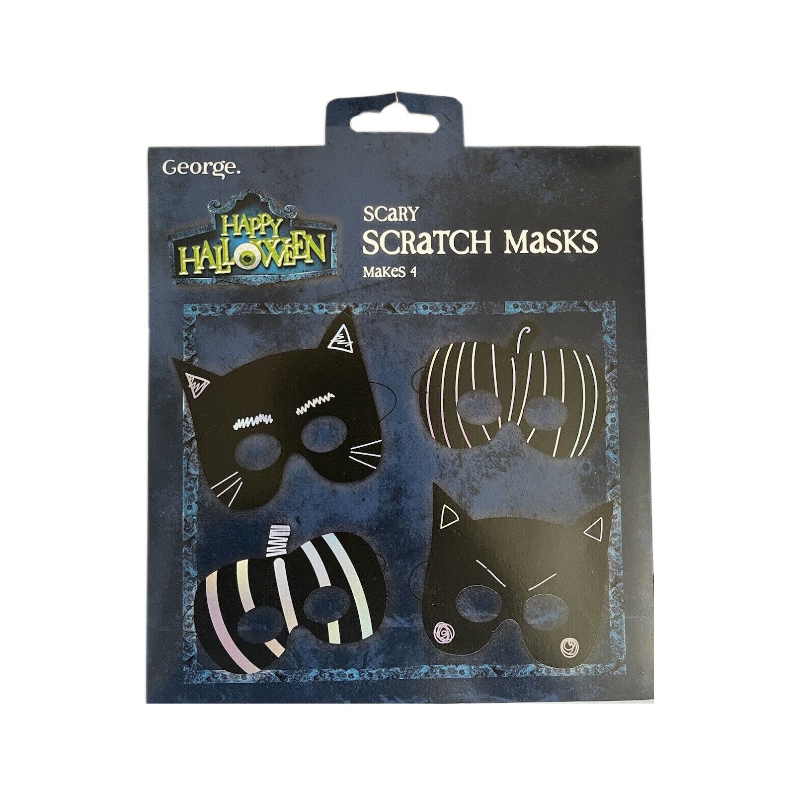 George Happy Halloween Scary Scratch Masks Makes 4 RRP £3.25 CLEARANCE XL £2.50