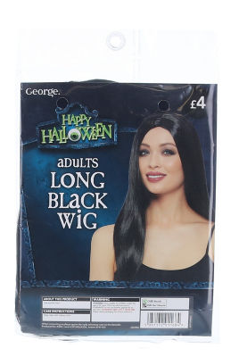 George Happy Halloween Adults Long Black Wig RRP £4 CLEARANCE XL £2.99
