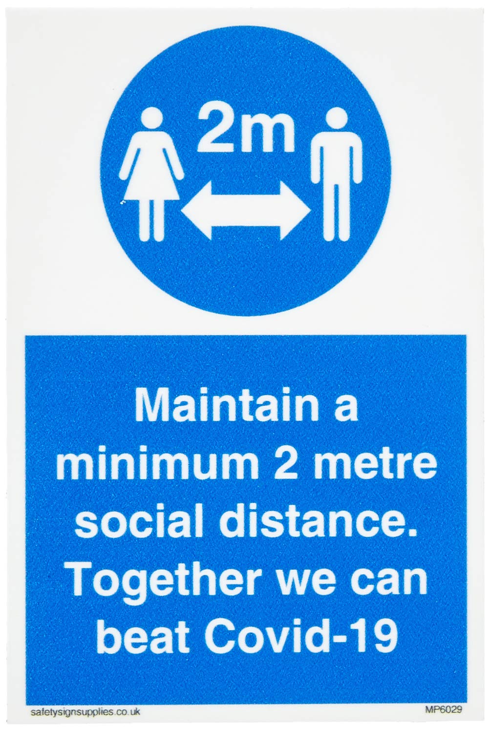 Viking Signs ''Maintain a minimum 2 metre social distance.'' 15 x 10cm RRP £2.18 CLEARANCE XL £1.50
