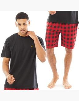 Brave Soul Mens Combat Nightwear Set Jet Black/?Red Size X-Small RRP 7.99 CLEARANCE XL 5.99