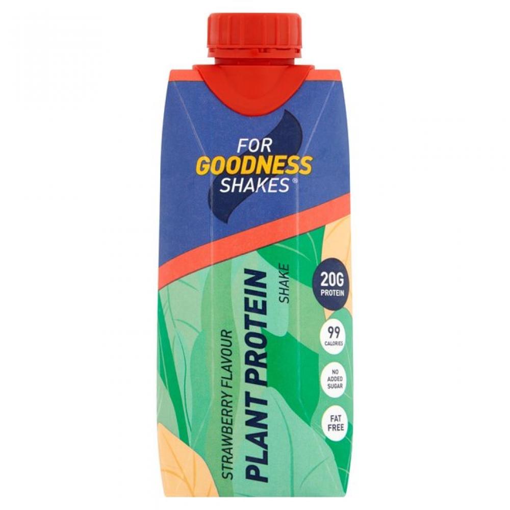 For Goodness Shakes Plant Protein Strawberry Flavour 330ml RRP £1.90 CLEARANCE XL 59p or 2 for £