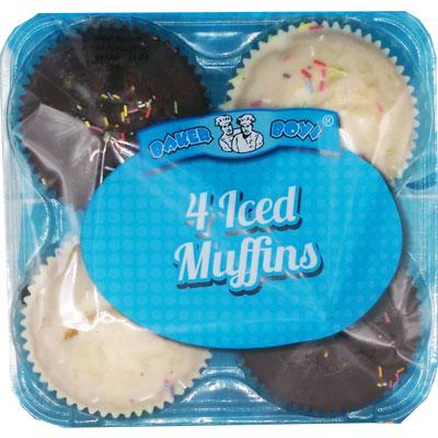 Baker Boys 4 Iced Muffins (Dec 22 - Aug 23) RRP £2.10 CLEARANCE XL 89p or 2 for £1.50