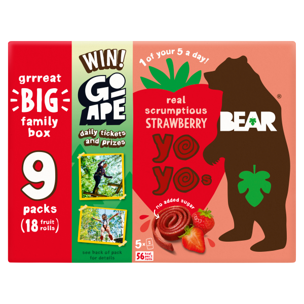 BEAR Yoyos Strawberry Family Pack 9 x 20g RRP £4.65 CLEARANCE XL £2.99