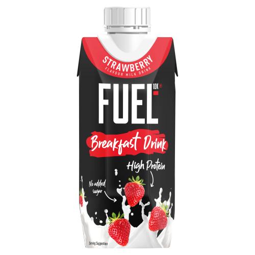 FUEL10K Strawberry Flavour Milk Breakfast Drink 330ml RRP £1.75 CLEARANCE XL 99p