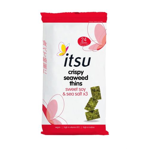Itsu Sweet Soy and Sea Salt Crispy Seaweed Thins Multipack 3x 5g RRP 2.15 CLEARANCE XL 89p or 2 for 1.50