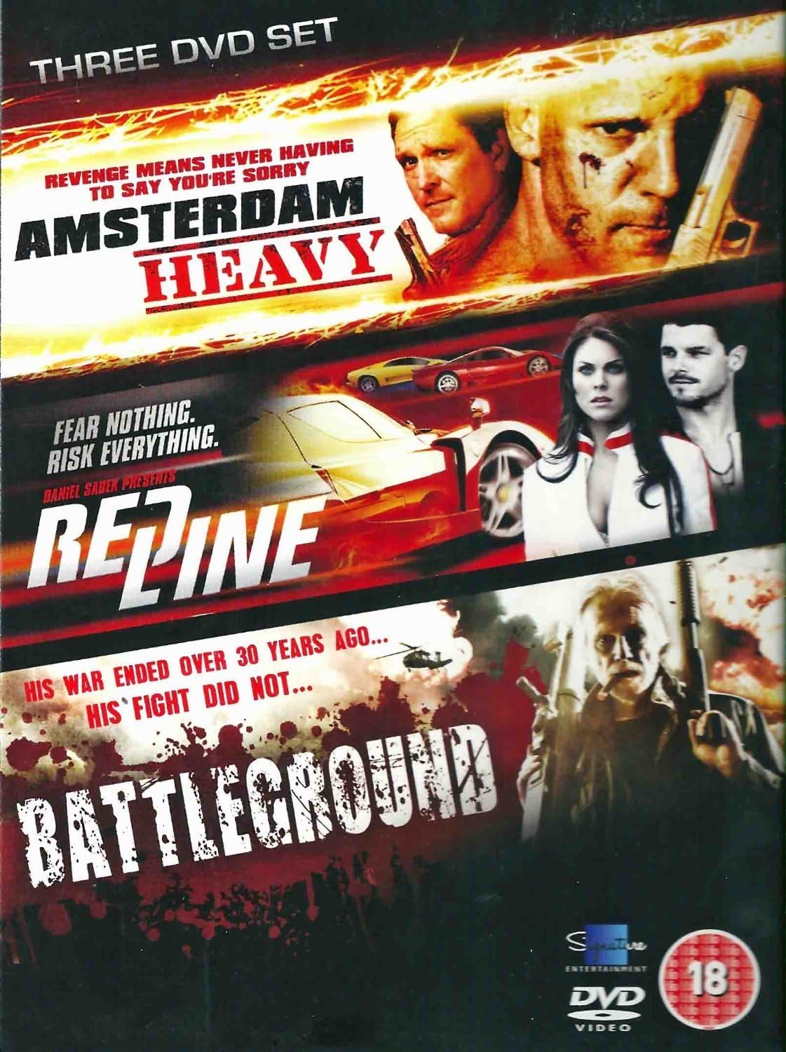 Amsterdam Heavy / Red Line / Battleground Triple DVD Set Rated 18 (2012) RRP £4.50 CLEARANCE XL £1.99