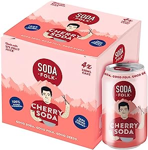 Soda Folk Cherry Soda 4 x 330ml Cans American Style Soft Drink RRP £4.49 CLEARANCE XL £1.50 or 2 for £2