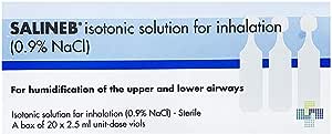 Isotonic 0.9% Sodium Chloride NaCl Inhalation Saline Solution 20 x 2.5ml Vials RRP £9.90 CLEARANCE XL £6.99