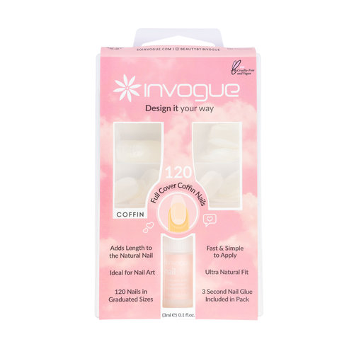 Invogue 120 Full Cover Coffin Shape Nails RRP £5 CLEARANCE XL £2.99