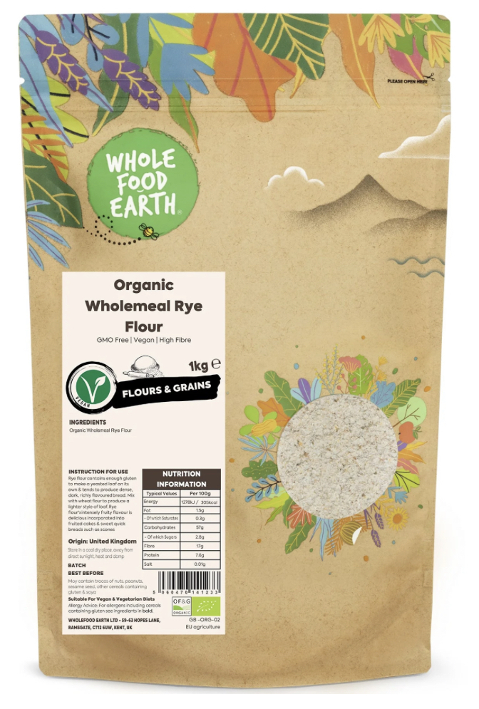 Wholefood Earth Organic Wholemeal Rye Flour 1kg RRP £6.75 CLEARANCE XL £4.99