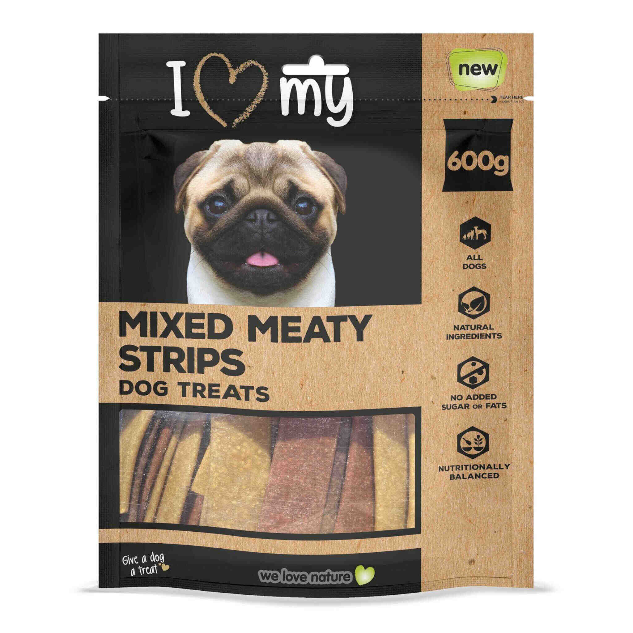 I Love My Pet Mixed Meaty Strips Dog Treats 600g RRP £2.50 CLEARANCE XL £1.99