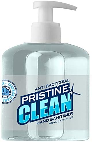 Pristine Clean Hand Sanitiser Gel with Pump Dispenser 500ml 70% Alcohol RRP £1.39 CLEARANCE XL 99p