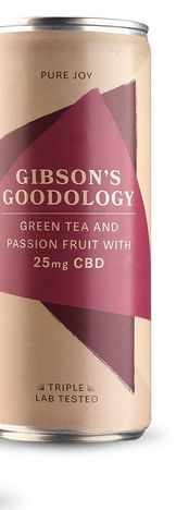 CASE PRICE 3x Gibson's Goodology Green Tea & Passionfruit 25mg CBD 250ml RRP £14.99 CLEARANCE XL £4.99