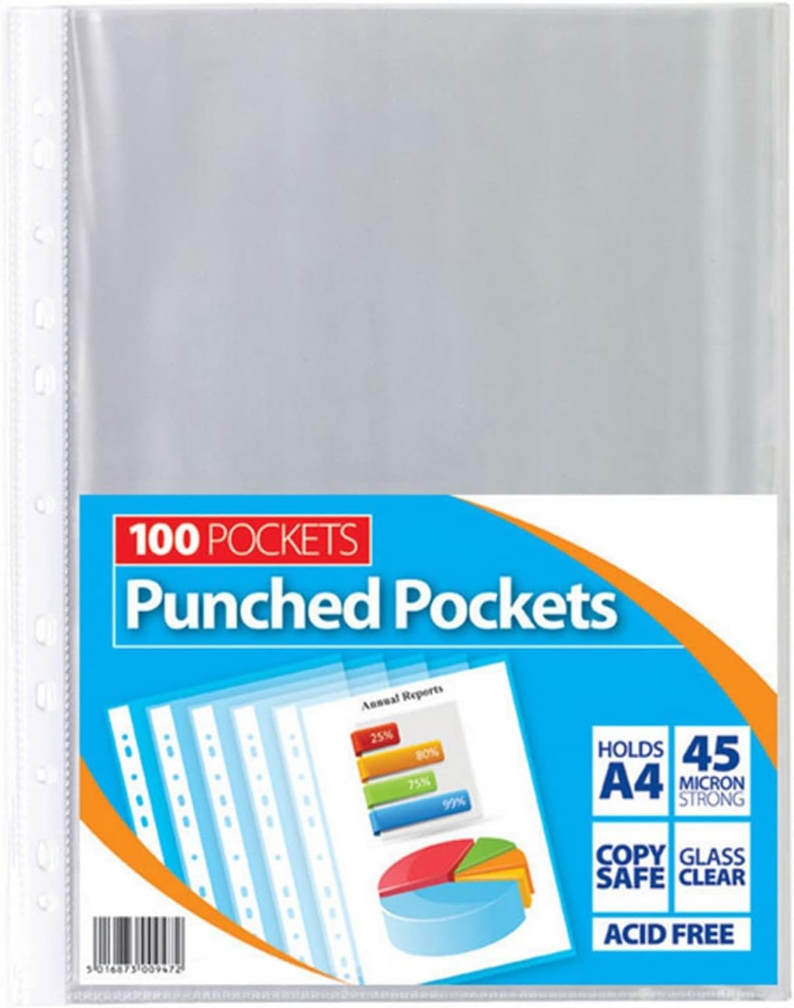 Deidentified 100 Pack A4 Clear Plastic Wallets Hole Punched RRP £6.49 CLEARANCE XL £4.99