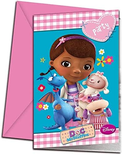 Disney Doc McStuffins 6 Invitation Cards & Envelopes RRP 2.99 CLEARANCE XL 1.50