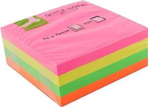 Q-Connect 75x75mm Quick Note Cube - Neon Colours RRP £3.69 CLEARANCE XL £1.99
