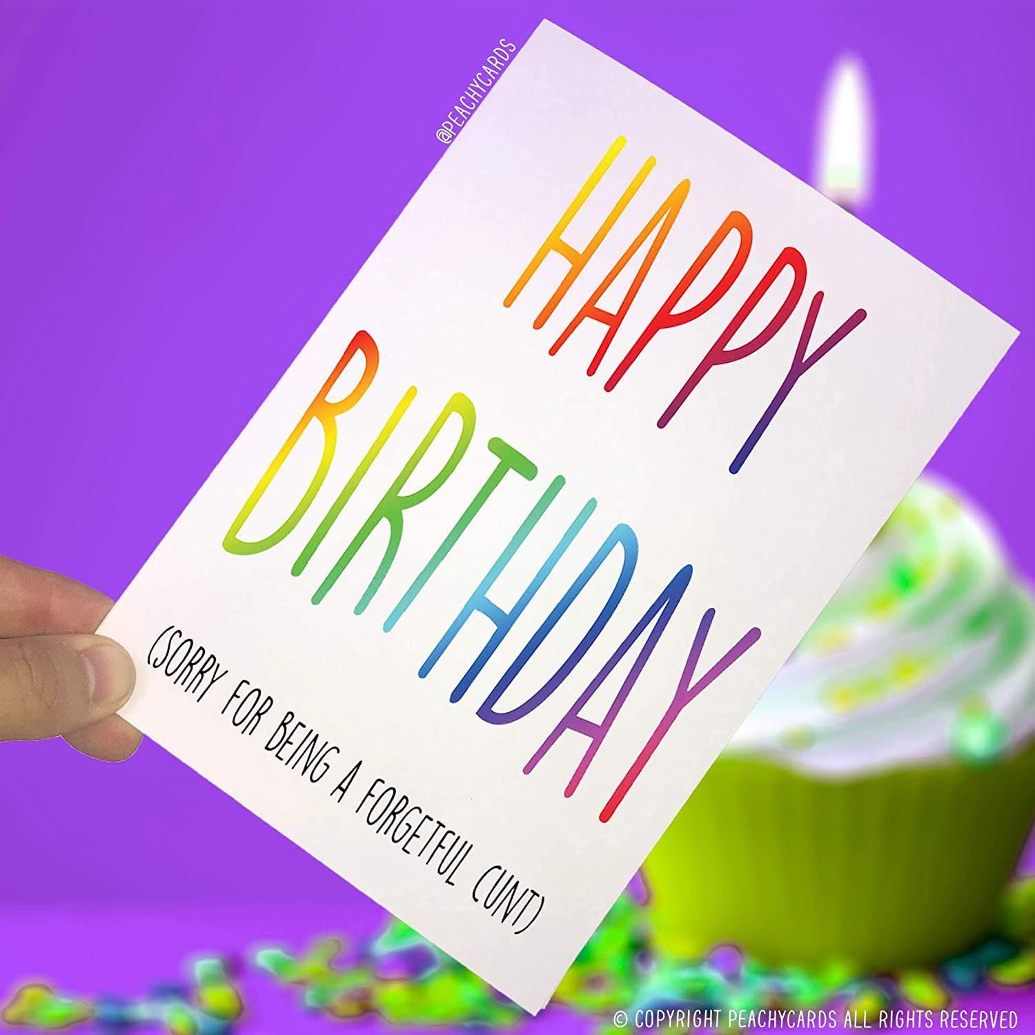 Peachy Antics ''Happy Birthday (Sorry For Being A Forgetful Cunt)'' Card RRP £2.21 CLEARANCE XL 99p
