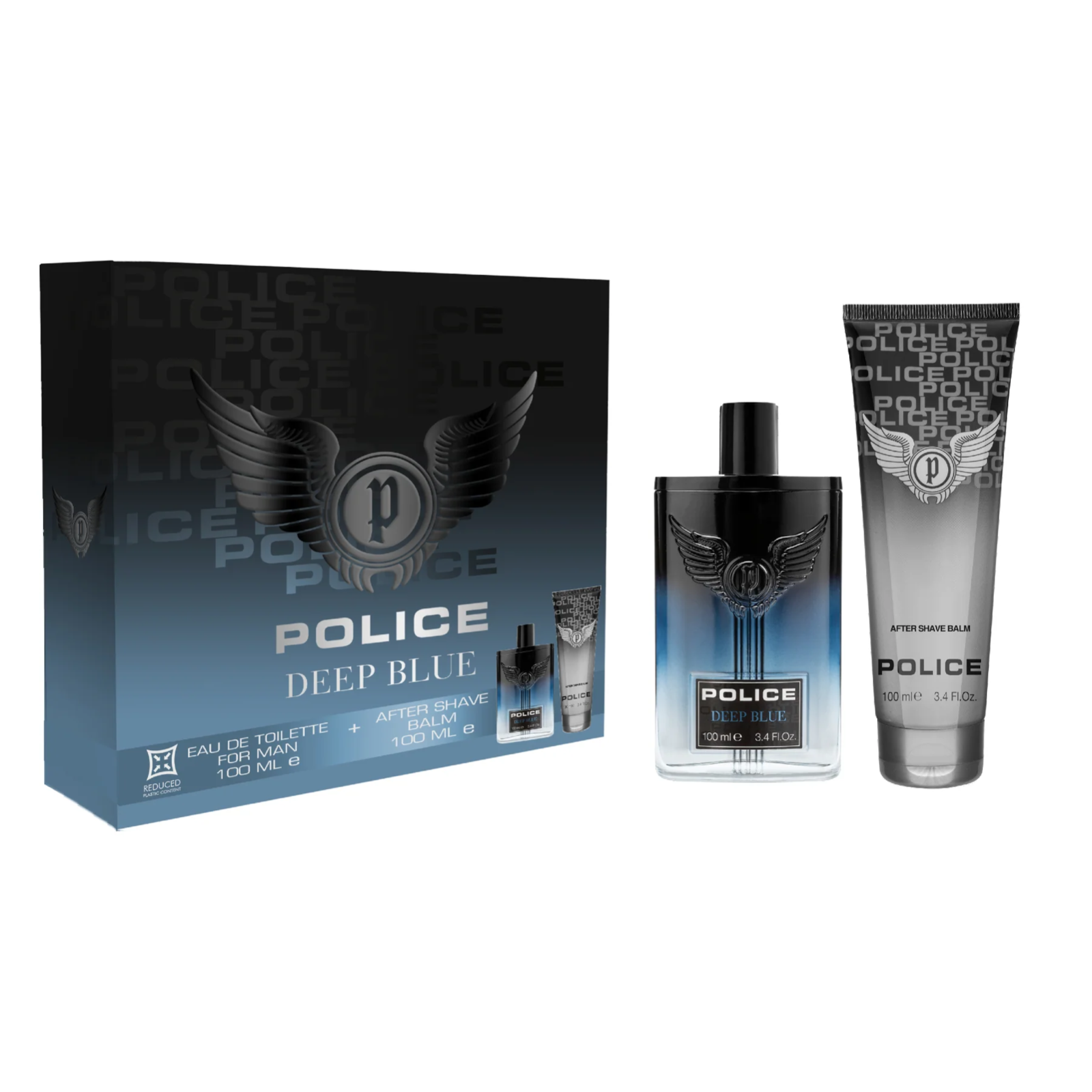 Police Deep Blue Natural Spray & After Shave Balm 100ml Gift Set RRP £35 CLEARANCE XL £29.99
