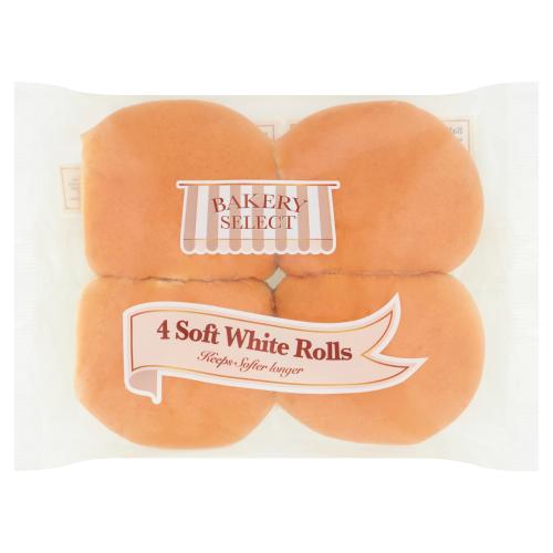 Bakery Select 4 White Soft Rolls RRP 1.29 CLEARANCE XL 59p or 2 for 1