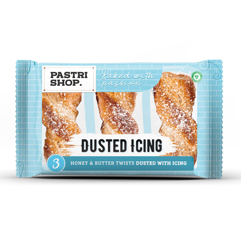 Pastri Shop 3 Honey & Butter Twists Dusted with Icing (Nov 23) RRP £1.49 CLEARANCE XL 89p or 2 for £1.50
