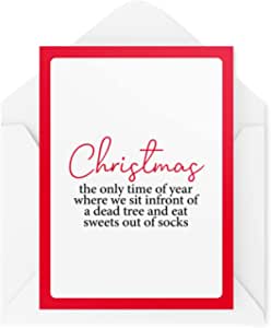 Tongue In Peach Chistmas Dead Tree Eat Sweets Joke Card RRP £3.99 CLEARANCE XL £1.99