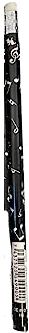 Black Pencil with White Musical Notes with Eraser on Top RRP 40p CLEARANCE XL 29p