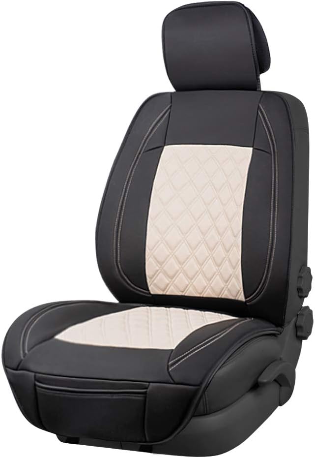 Amazon Basics Deluxe Sideless Universal Fit Leatherette Seat Cover Black & Beige RRP £66.71 CLEARANCE XL £39.99