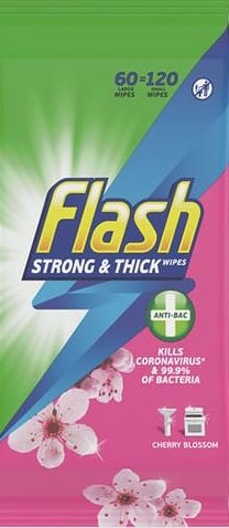 Flash Strong & Thick Wipes Cherry Blossom 60 Pack RRP £5.48 CLEARANCE XL £3.99