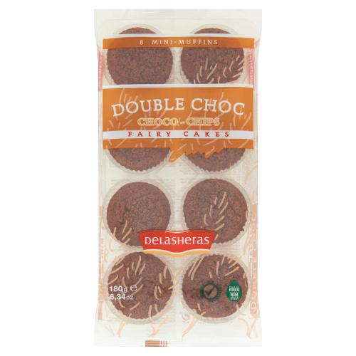 Delasheras 8 Mini-Muffins Double Choc Choco-Chips Fairy Cakes 180g RRP 1.59 CLEARANCE XL 59p or 2 for 1