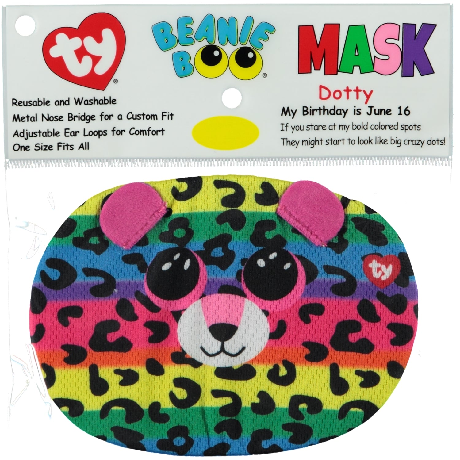 Ty Beanie Boo Face Mask Dotty RRP 4.54 CLEARANCE XL 3.99