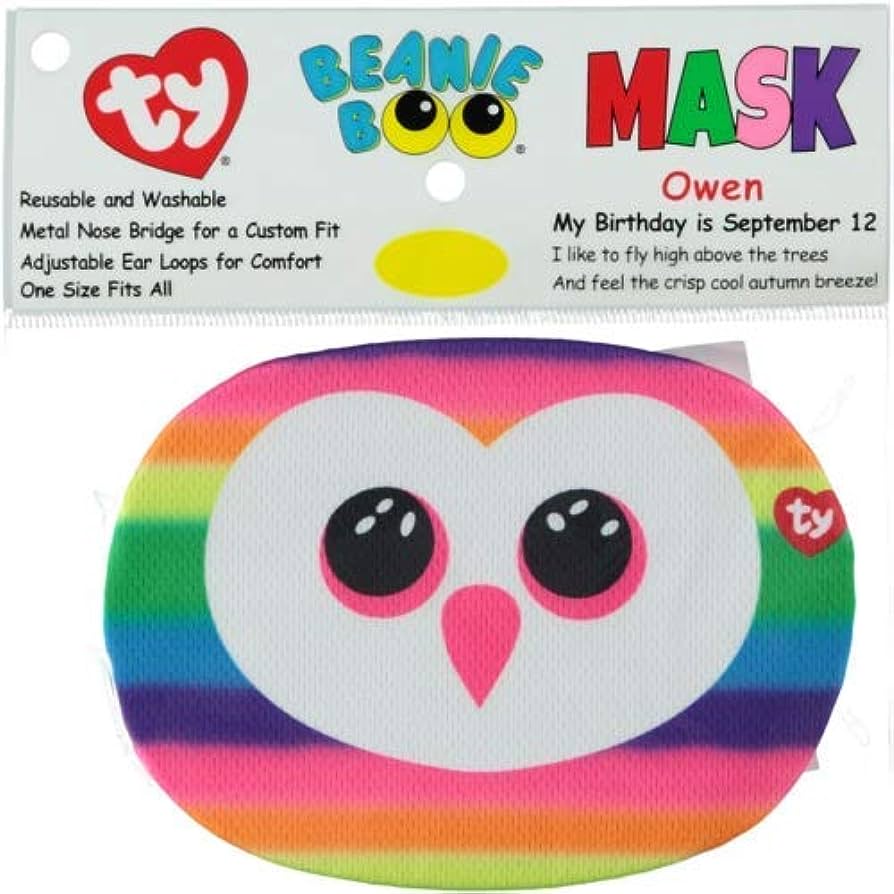 Ty Beanie Boo Face Mask Owen RRP 4.54 CLEARANCE XL 3.99