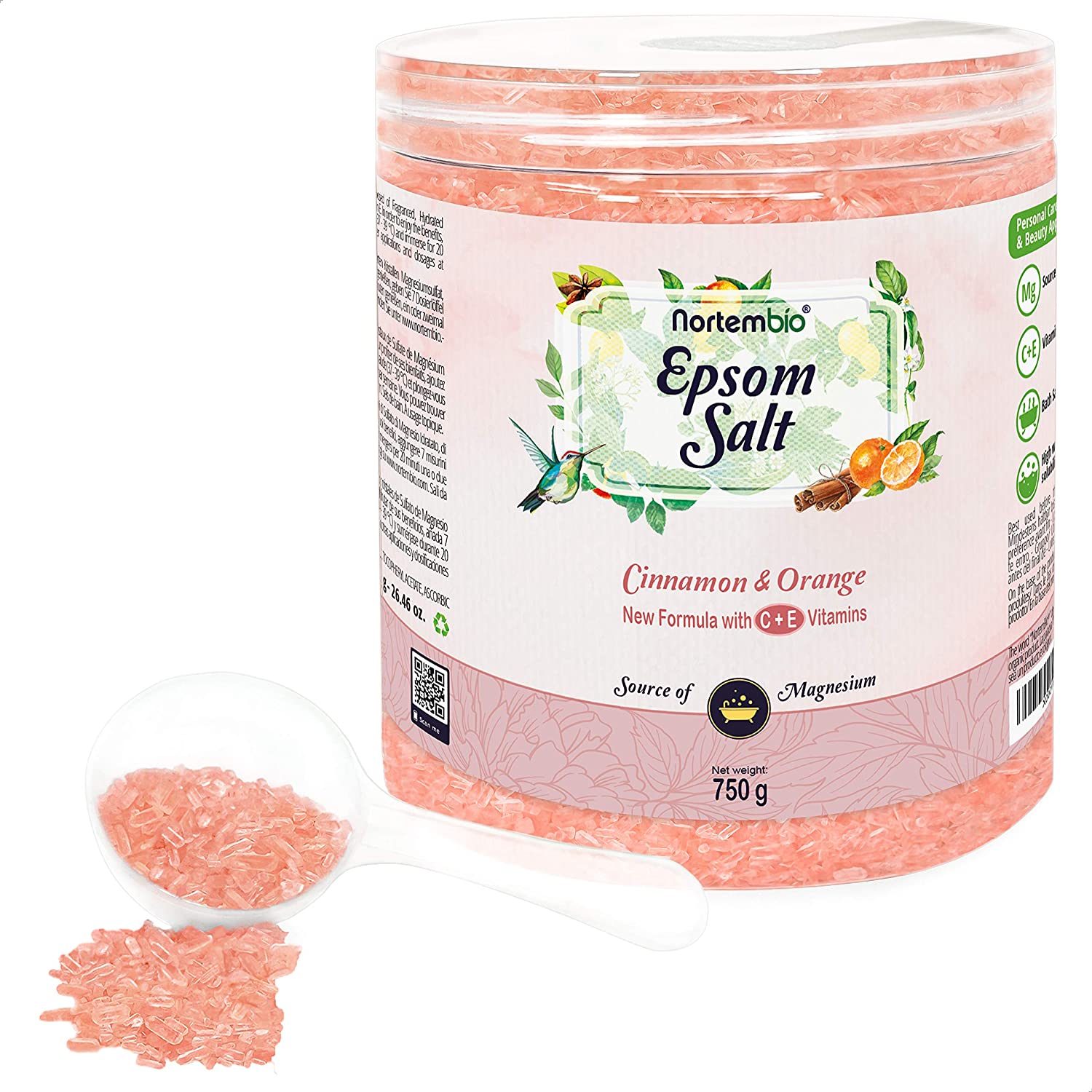 Nortembio Epsom Salts Orange Cinnamon Fragrance 750g RRP 7.99 CLEARANCE XL 5.99