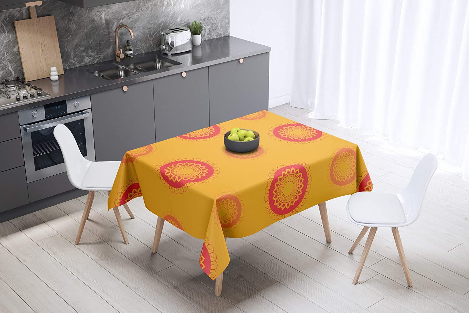 Bonamaison Sun Flower Design Orange Tablecloth 140cm x 140cm RRP £8.10 CLEARANCE XL £5.99