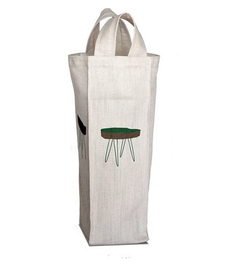 Bonamaison Digitally Printed 50% Cotton - 50% Polyester Table Design White Wine Bag RRP 5.53 CLEARANCE XL 3.99