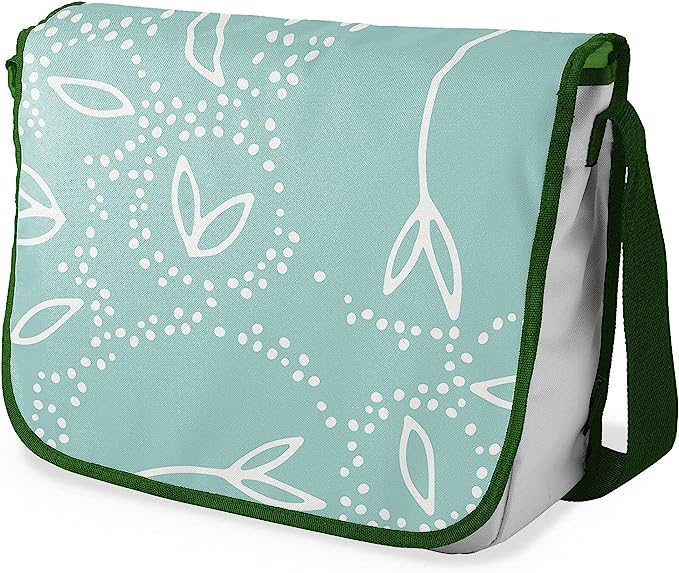Bonamaison Flower Petal & Dot Pattern Messenger School Bag w/ Khaki Strap RRP £16.91 CLEARANCE XL £9.99