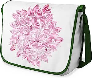 Bonamaison Pink Floral Stiped Pattern Messenger School Bag w/ Khaki Strap RRP £16.91 CLEARANCE XL £9.99