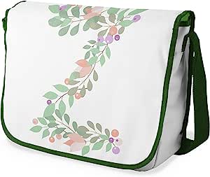 Bonamaison Berry Leaves Pattern Messenger School Bag w/ Khaki Strap RRP £16.91 CLEARANCE XL £9.99