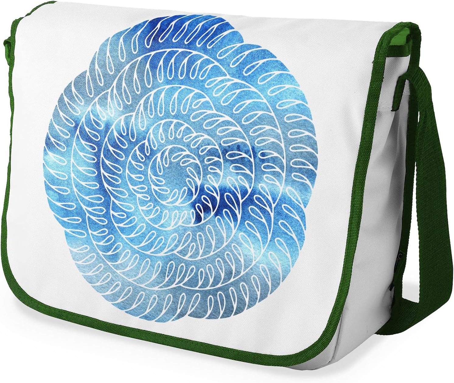 Bonamaison Blue Flower-esque Pattern Messenger School Bag w/ Khaki Strap RRP £16.91 CLEARANCE XL £9.99