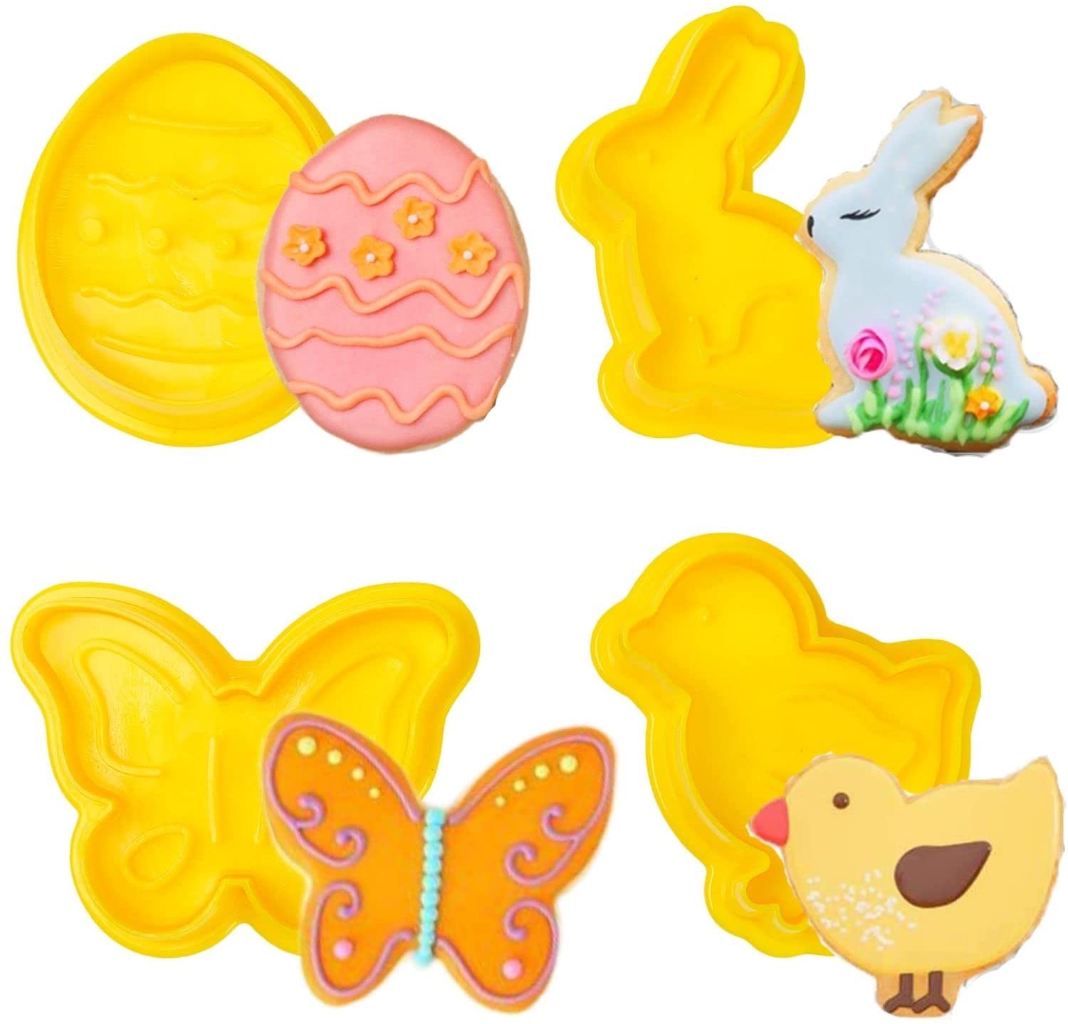 Keepaty 4pc Easter Cookie Cutter Set 3D Plastic Embosser RRP £5.99 CLEARANCE XL £2.99