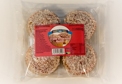 Baker Boys 4 Jam & Coconut Muffins (Sep 23 - Oct 24) RRP 2.25 CLEARANCE XL 59p or 2 for 1