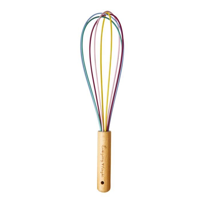 Deidentified Multicoloured Silicone Whisk with Wooden Handle RRP £4.99
