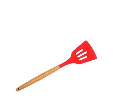 Deidentified Red Slotted Silicone Spatula with Wooden Handle RRP £4.99 CLEARANCE XL £3.99
