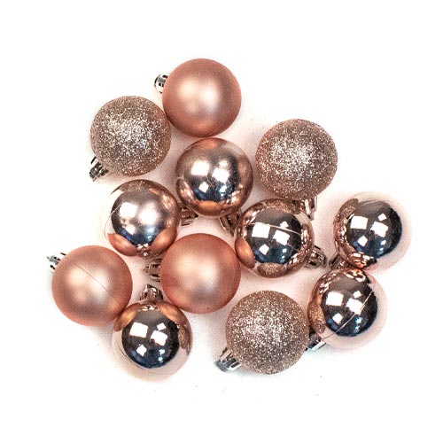 Christmas Celebrations Rose Gold 3.5cm Baubles 12 Pack RRP £4.99 CLEARANCE XL £3.99