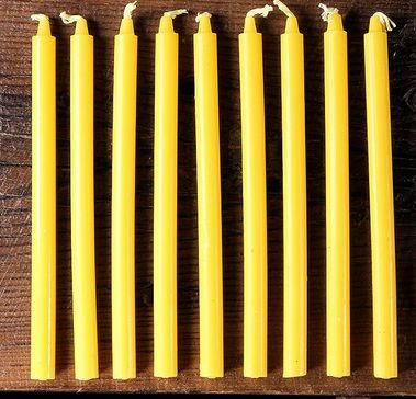 Redchocol8 Set Of 9 Thin Short Yellow Candles 13cm 8mm Wide RRP 5.99 CLEARANCE XL 4.99