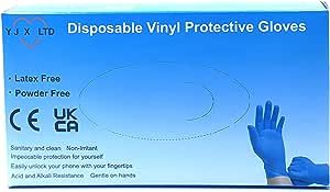 YJX Ltd Disposable Vinyl Protective Gloves Medium Blue RRP £5.99 CLEARANCE XL £4.99