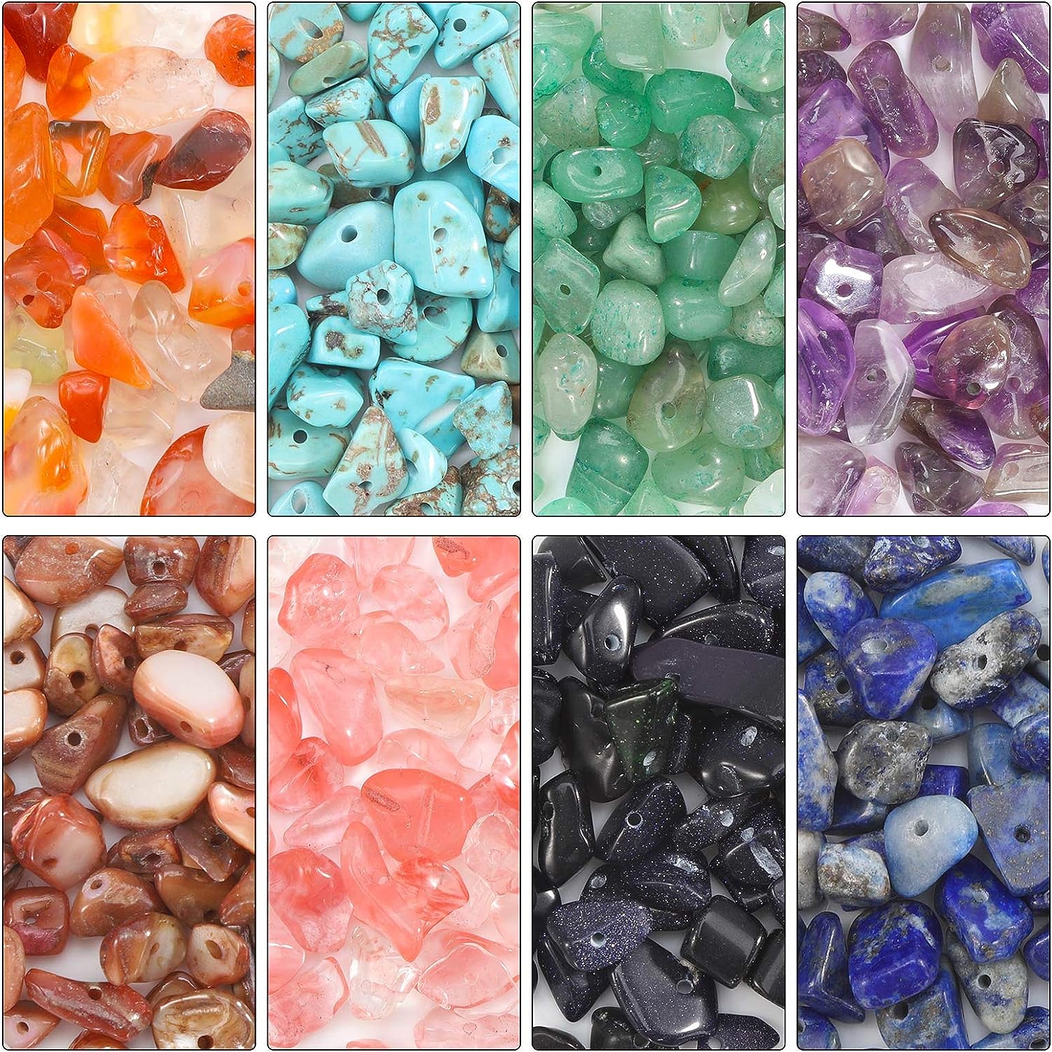 FRIUSATE Natural Chip Gemstone Beads DIY Bracelet Jewellery Making 3-5mm RRP £6.39 CLEARANCE XL £4.99