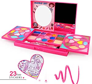 AMOSTING Kids Washable Makeup Sets for Girls 23 Pcs Make Up Toys & Mirror RRP £17.99 CLEARANCE XL £9.99