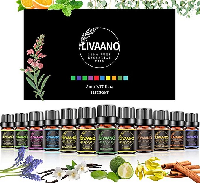 LIVAANO 100 Natural Essential Oils 12 x 5ml Essential Oils RRP 14.99 CLEARANCE XL 9.99