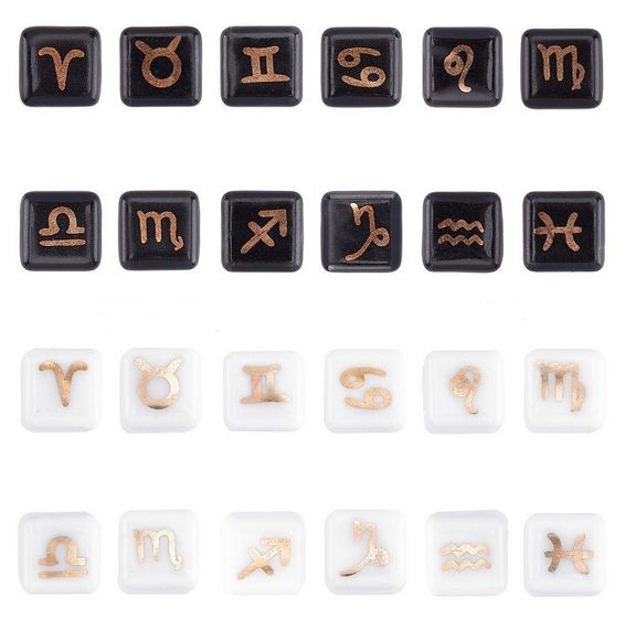 PandaHall Elite European Porcelain Beads Cube with Printed Constellations RRP £7.52 CLEARANCE XL £5.99